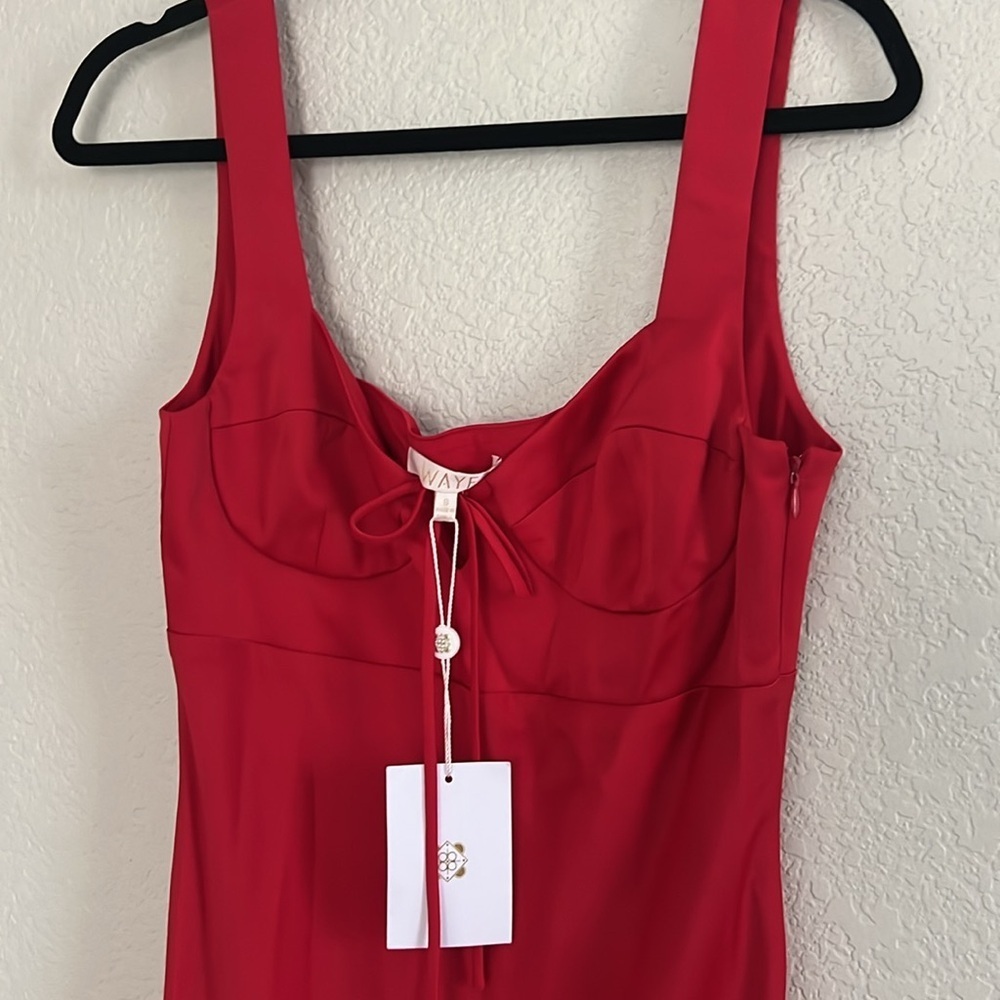 NWT WAYF Siren Cupped Satin Midi Dress In Red . Size S - Picture 6 of 14